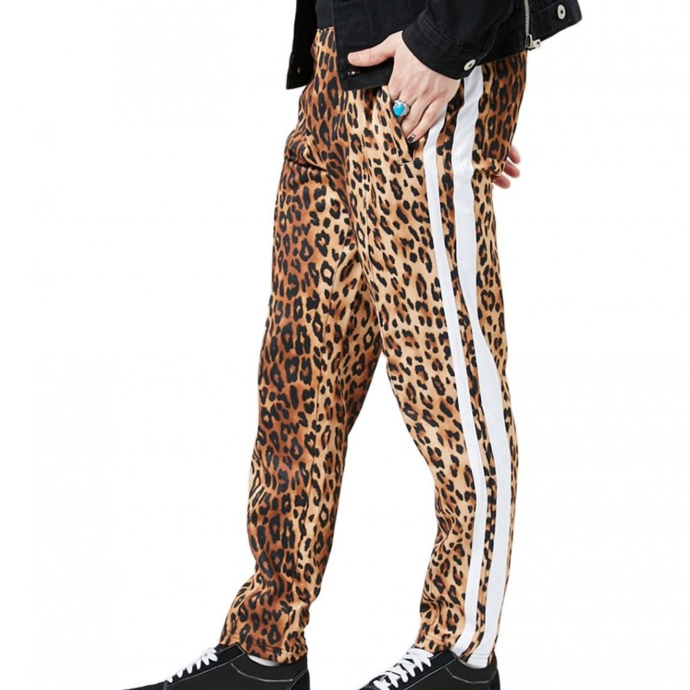 Forever 21 leopard track pants - M